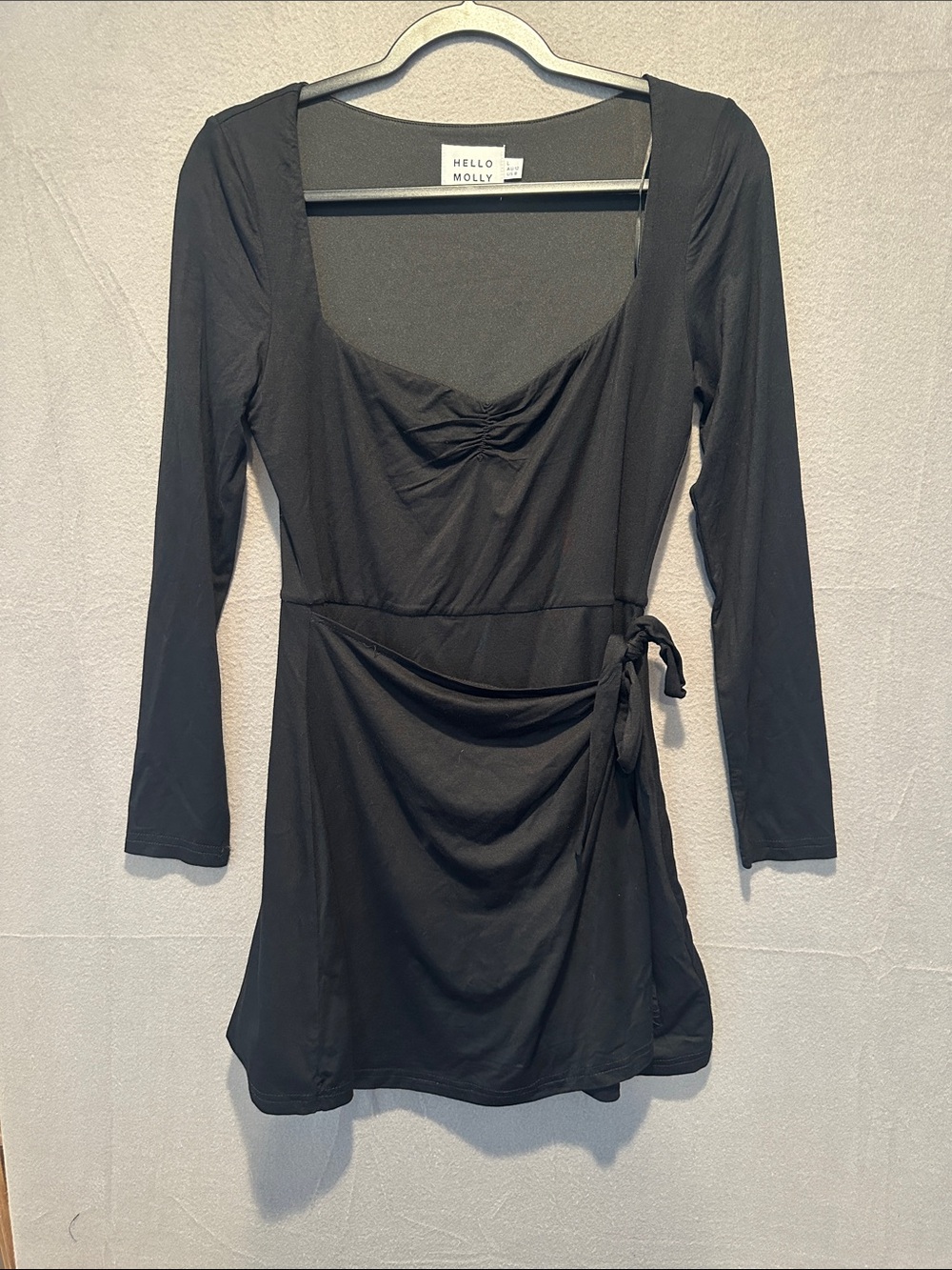 Hello Molly Black Long Sleeve Wrap Tunic Dress